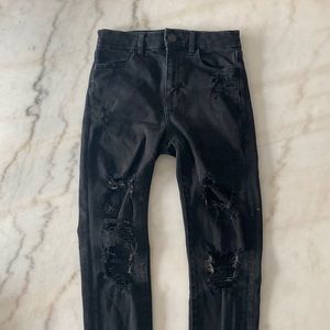American Eagle Black Ripped High Rise Jeans